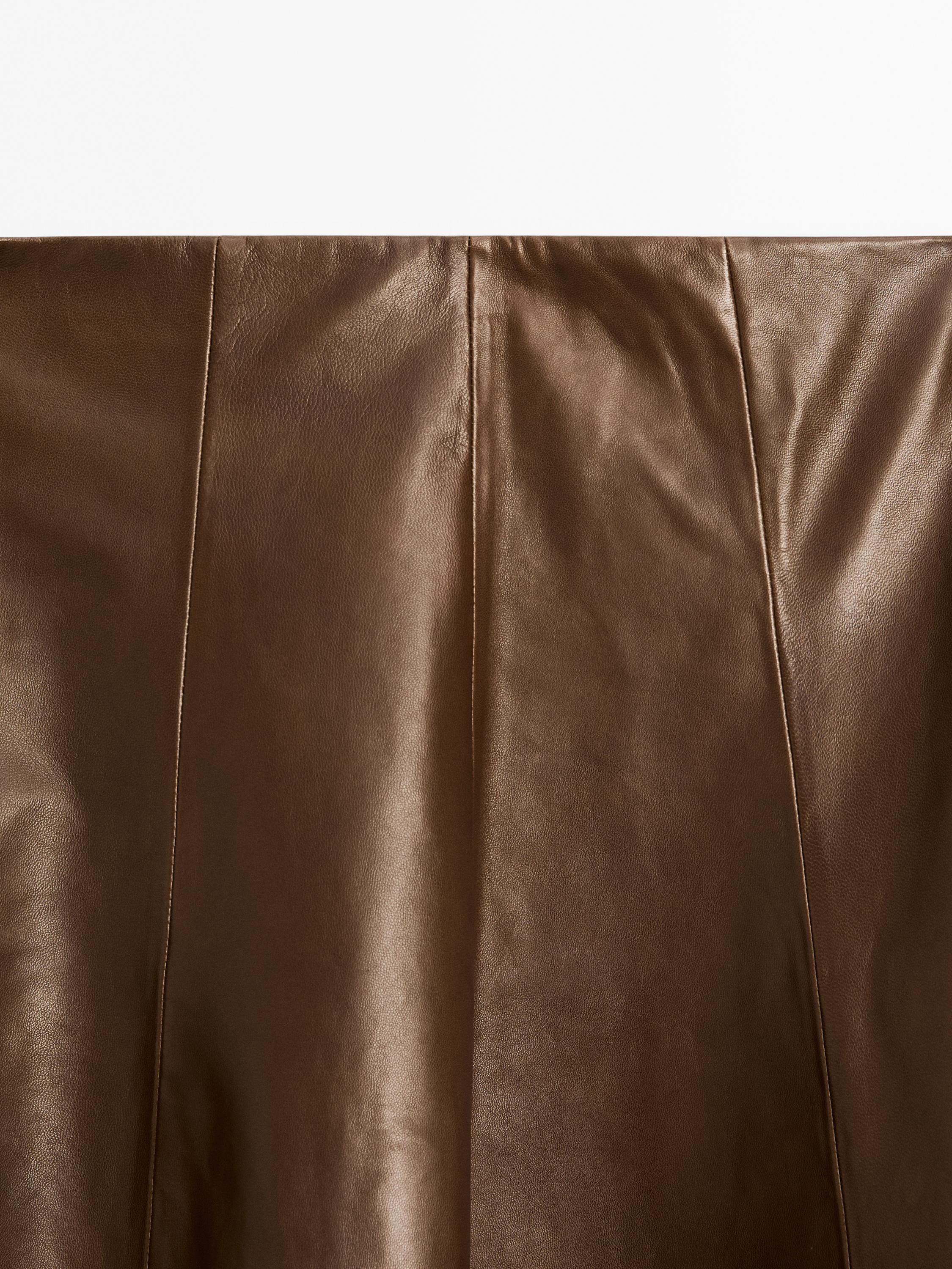 Nappa leather flared midi skirt